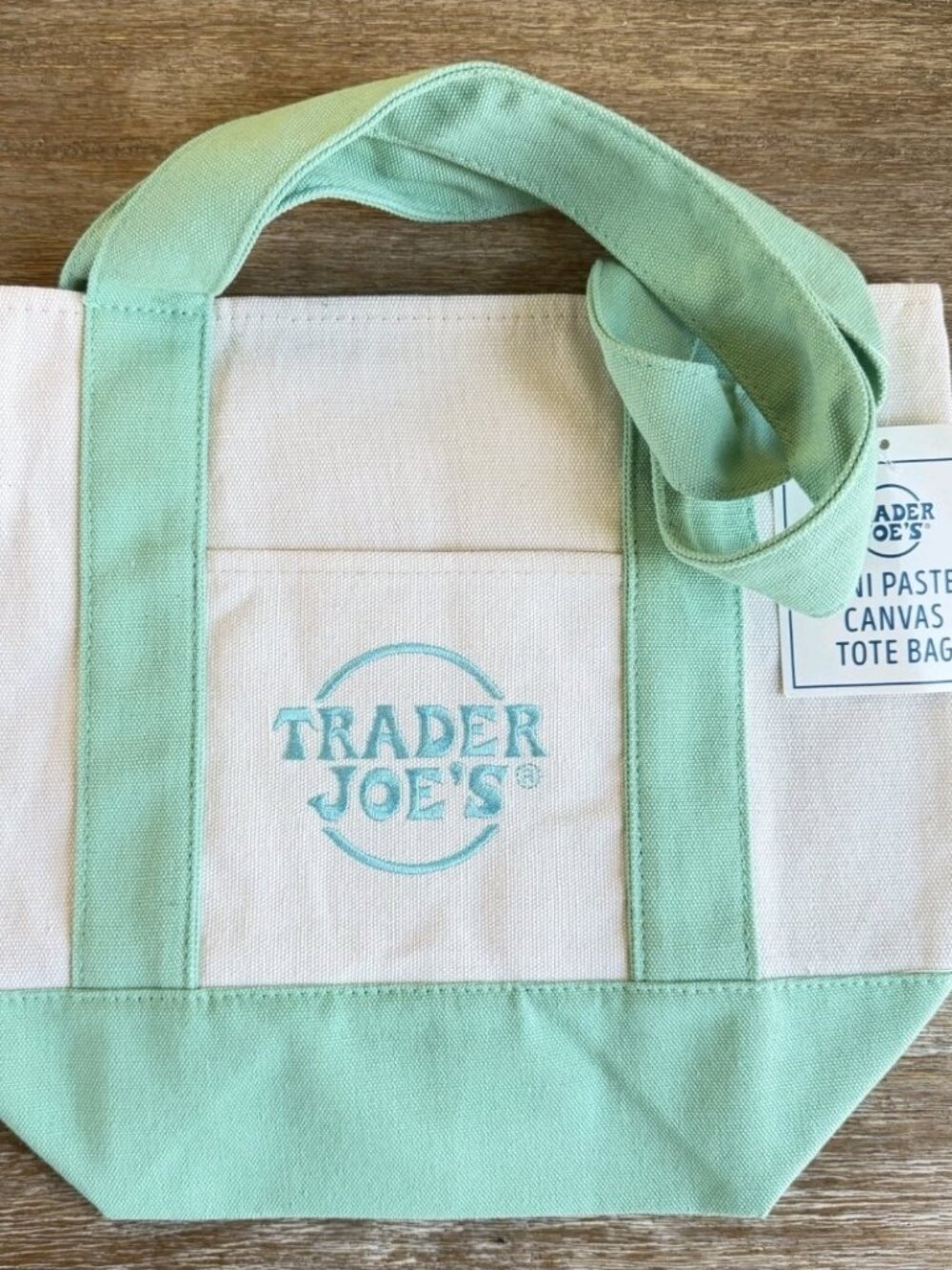 Trader Joe's Pastel Mini Tote NWT Green 2026